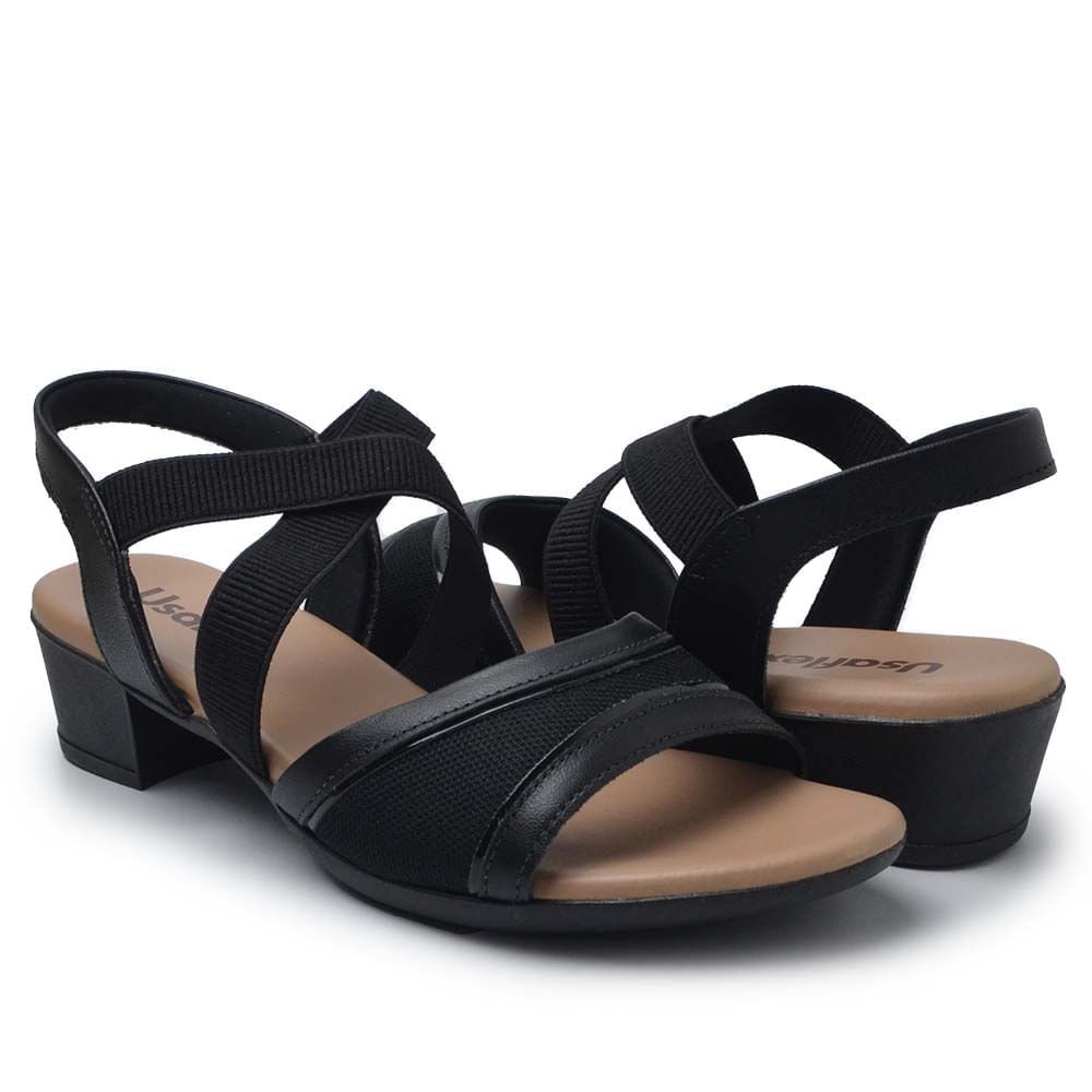 Sandália Usaflex Feminina Salto Baixo MM0803 Preto 6