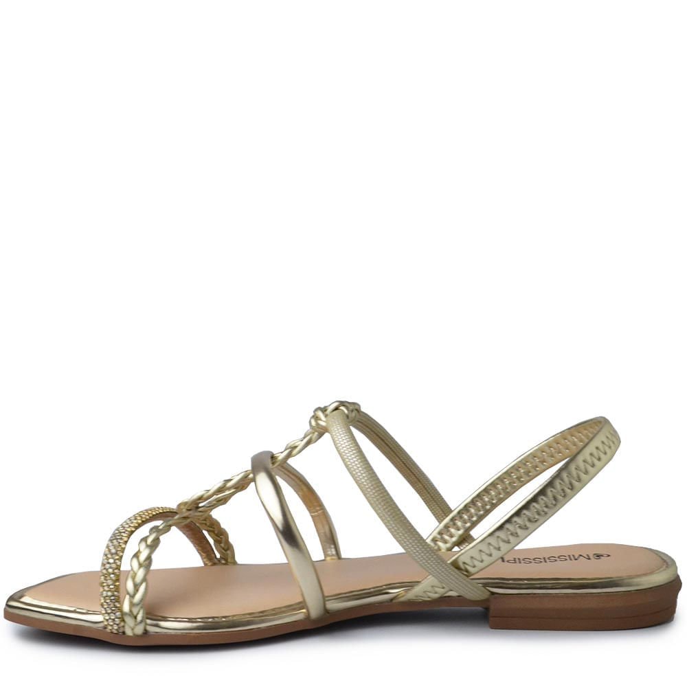 Sandália Rasteira Mississipi Feminina JO662 Dourado 3