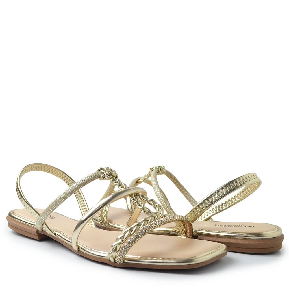 Sandália Rasteira Mississipi Feminina JO662 Dourado 6