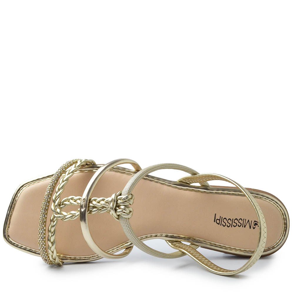 Sandália Rasteira Mississipi Feminina JO662 Dourado 4