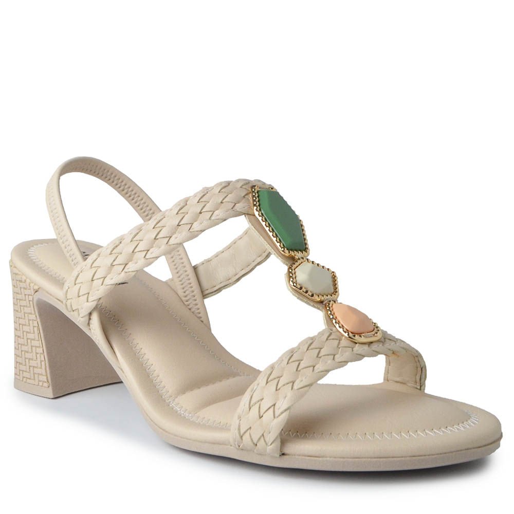 Sandália Mississipi de Salto Bloco Feminina JO482 Branco 2