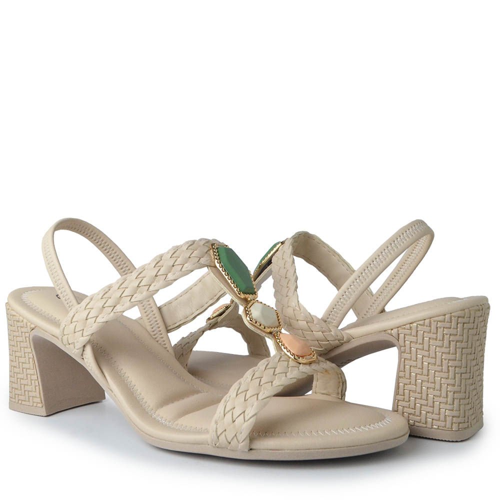 Sandália Mississipi de Salto Bloco Feminina JO482 Branco 6