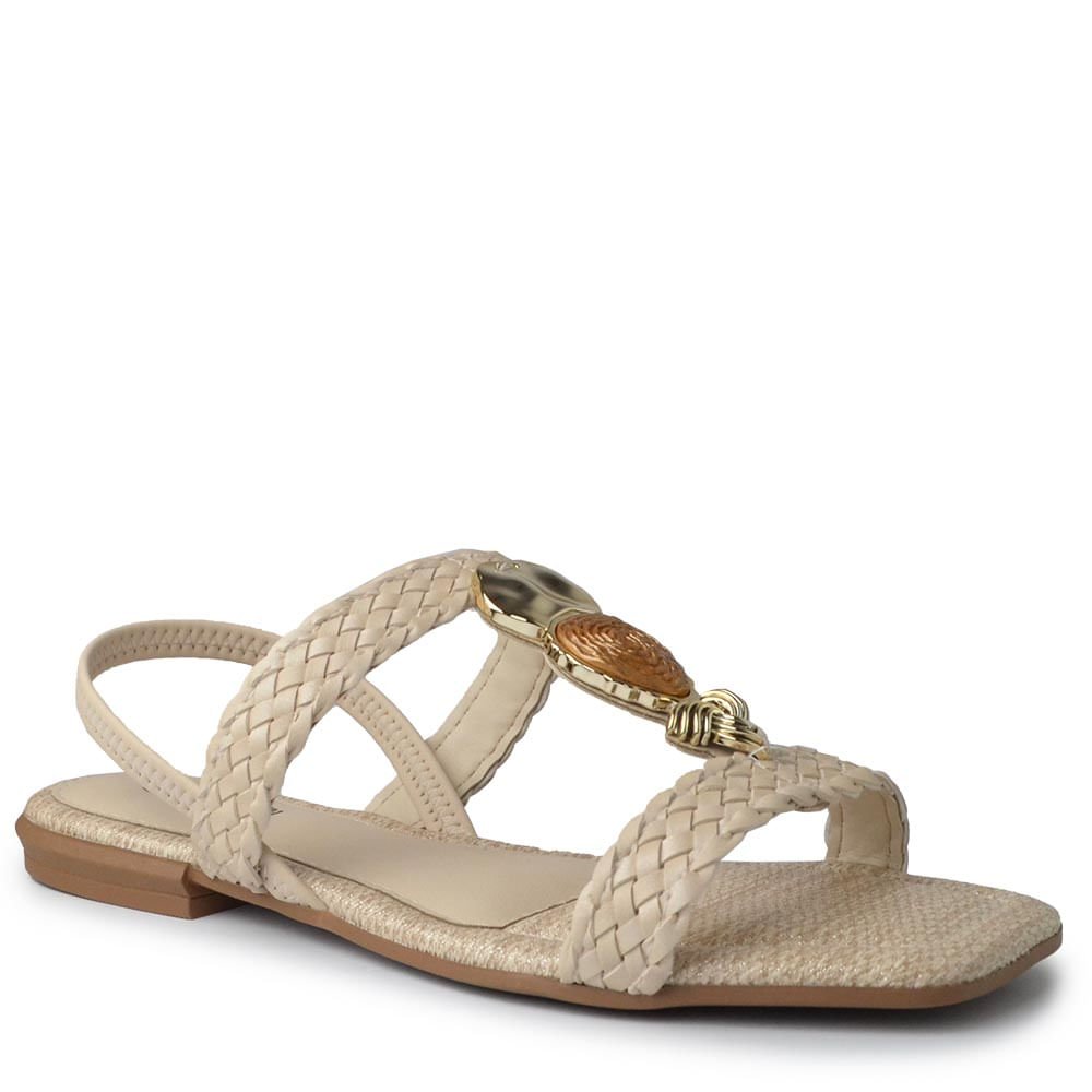 Sandália Rasteira Mississipi Feminina JO401 Bege 2