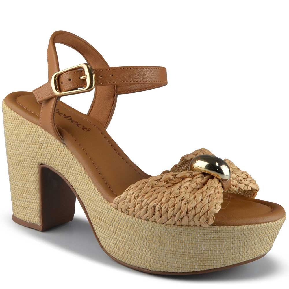 Sandália Salto Grosso Bebece Feminina T5118-187 Bege 2