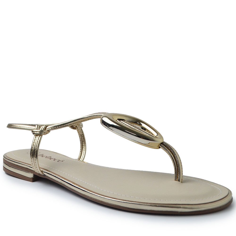 Sandália Rasteira Bebecê Feminina T1028-494 Dourado 2