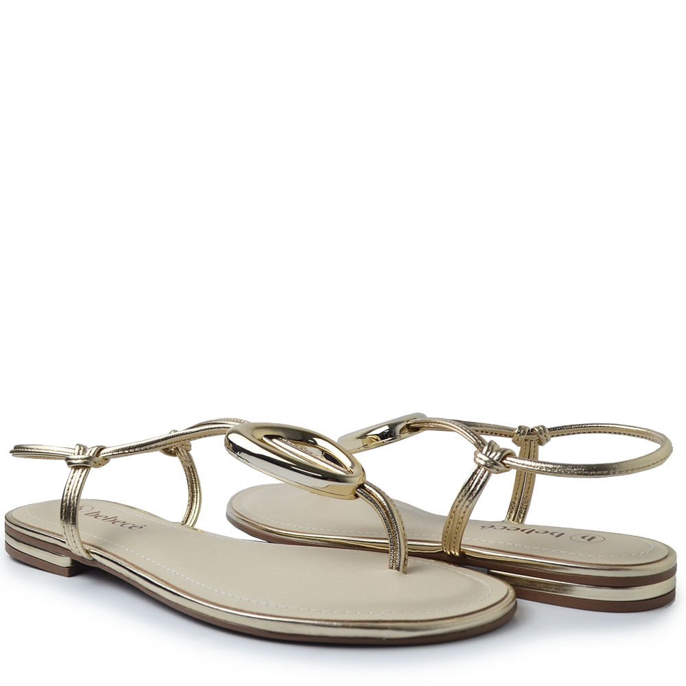 Sandália Rasteira Bebecê Feminina T1028-494 Dourado 6