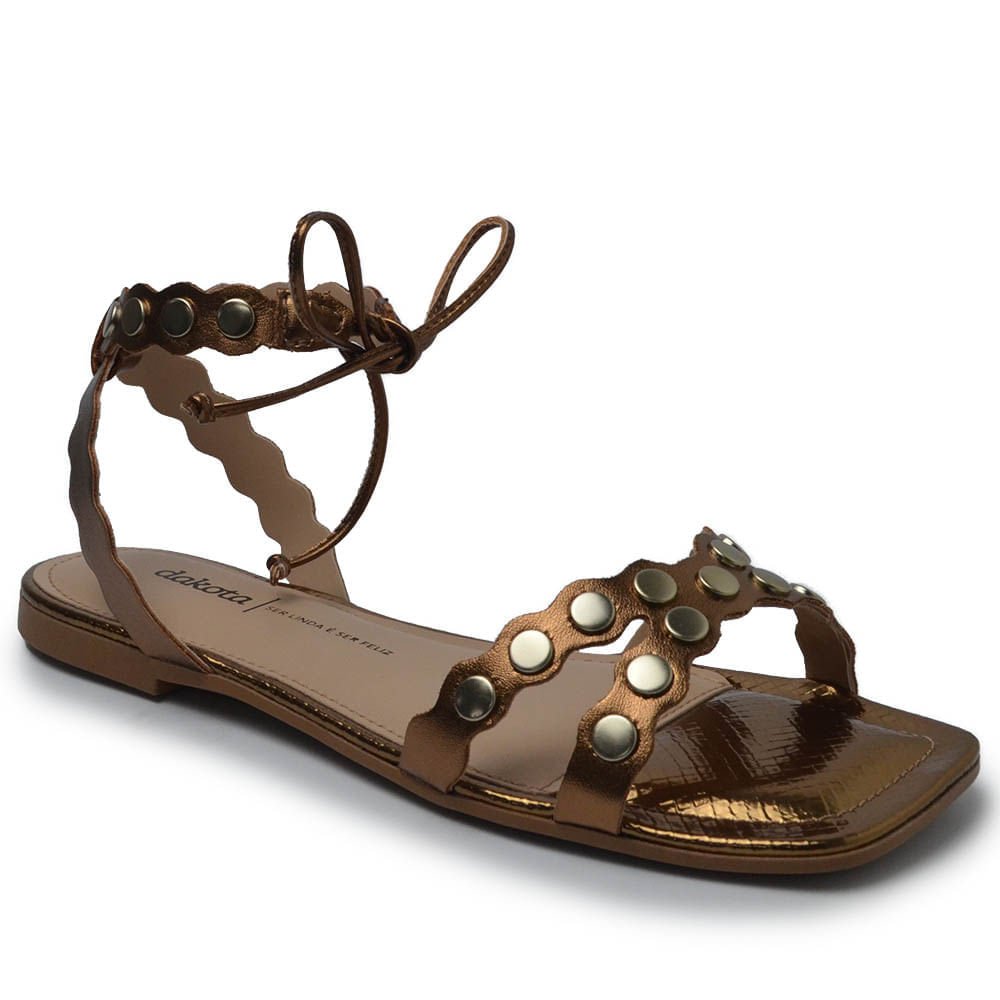 Sandália Rasteira Dakota Feminina Y7602 Bronze 2