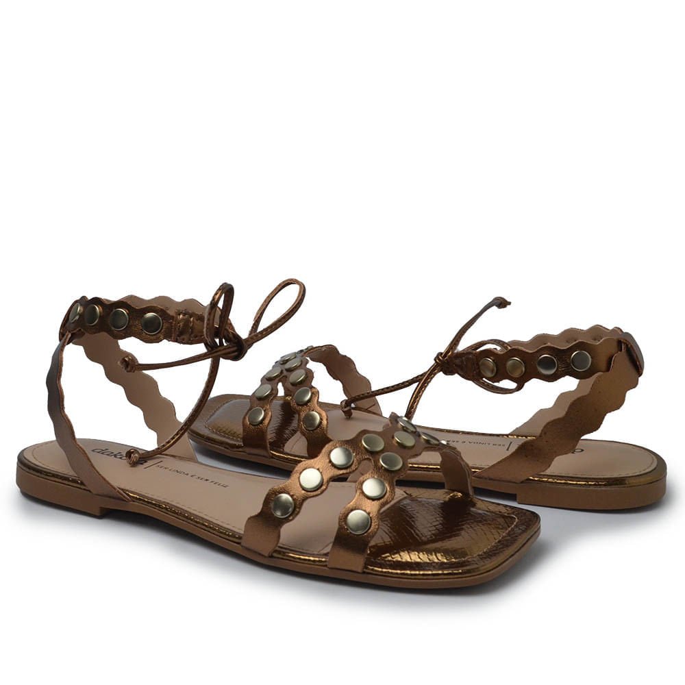 Sandália Rasteira Dakota Feminina Y7602 Bronze 6