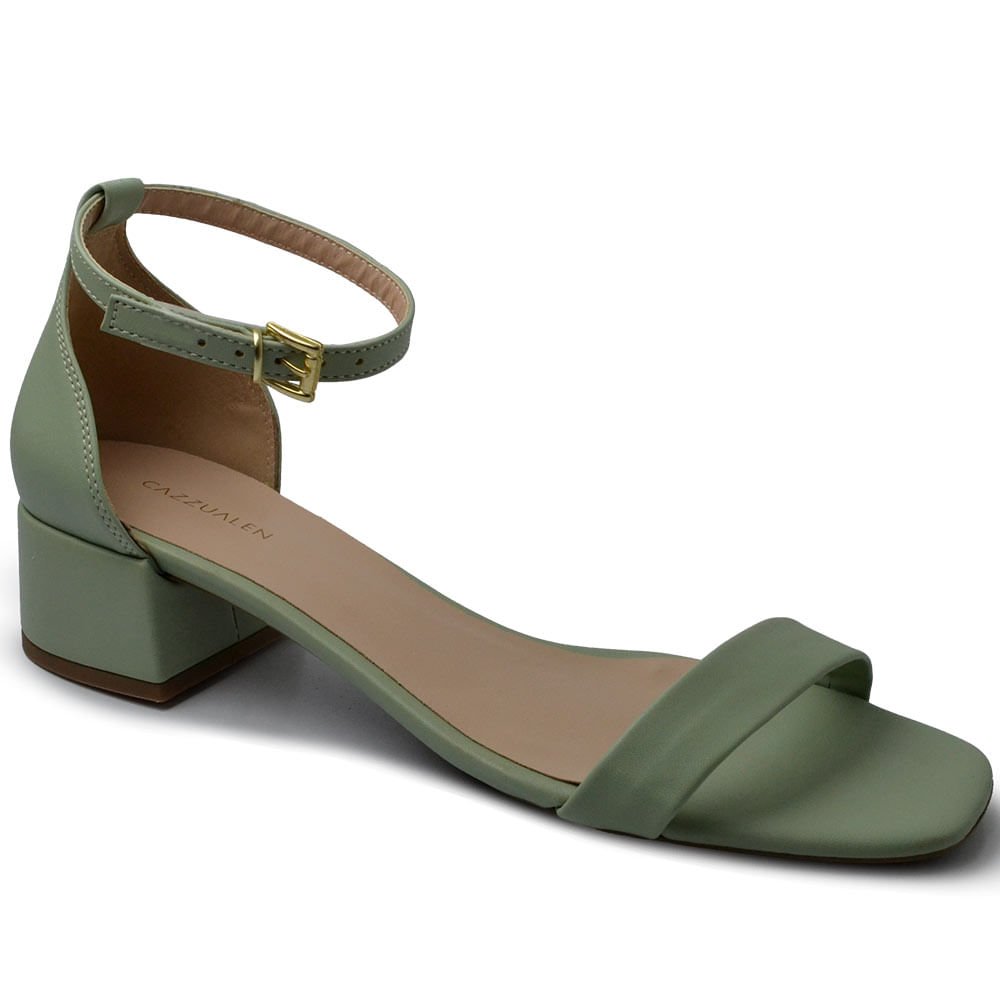 Sandália Cazzualen Feminina Salto Bloco Baixo 475.6646 Verde 2