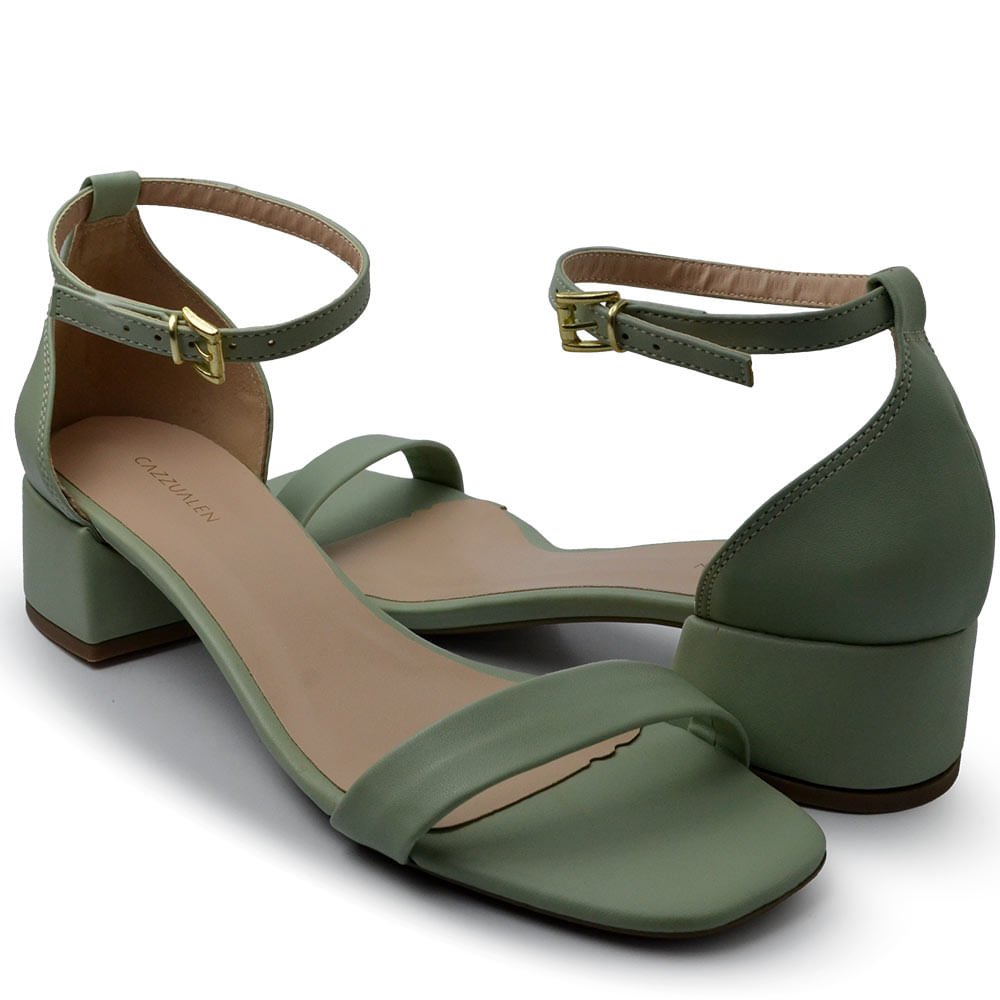 Sandália Cazzualen Feminina Salto Bloco Baixo 475.6646 Verde 6