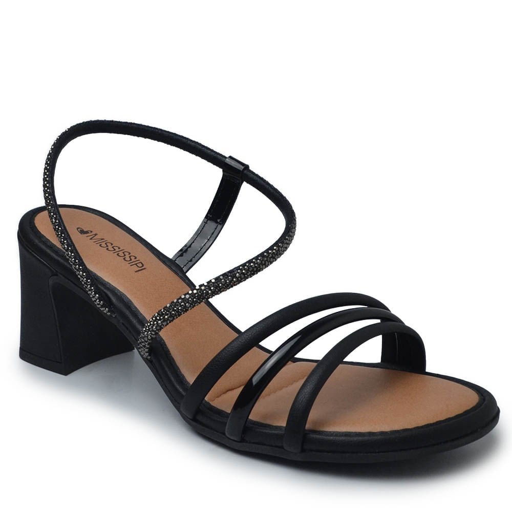 Sandália Mississipi Feminina Salto Bloco MC413 Preto 2