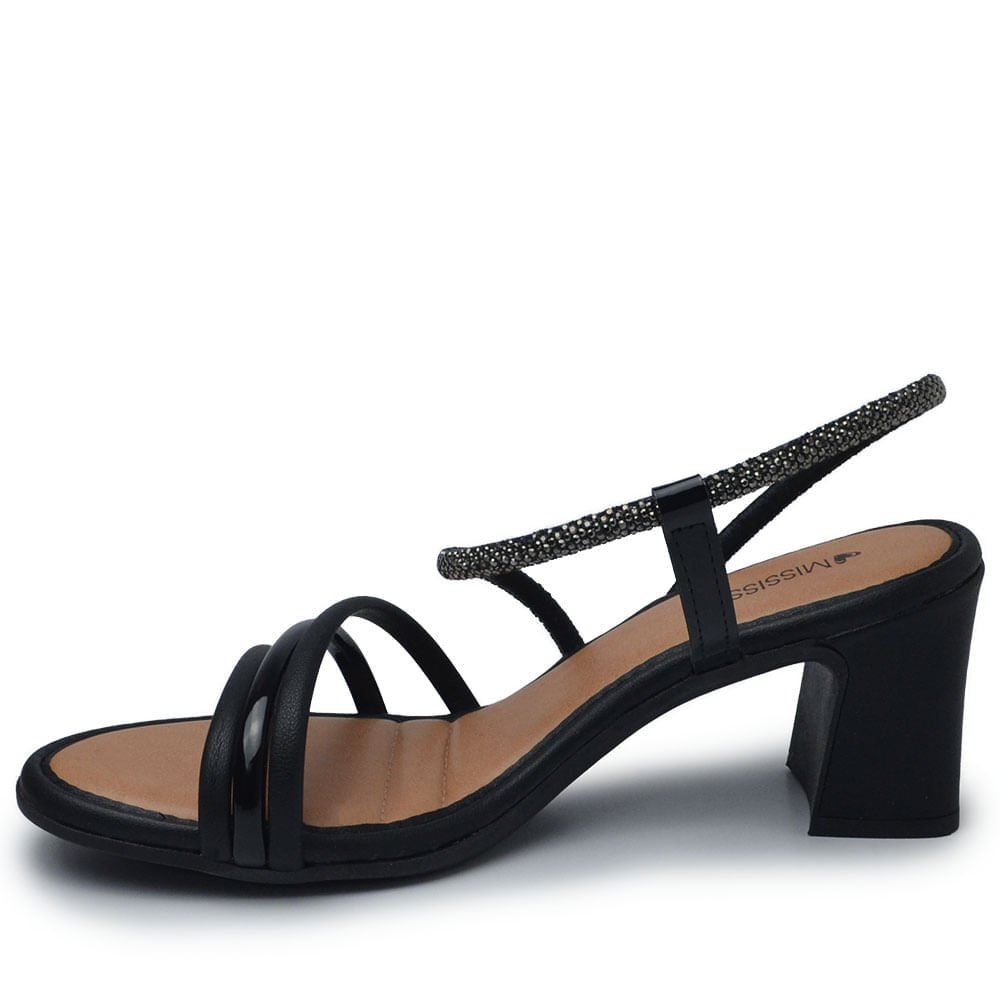 Sandália Mississipi Feminina Salto Bloco MC413 Preto 3