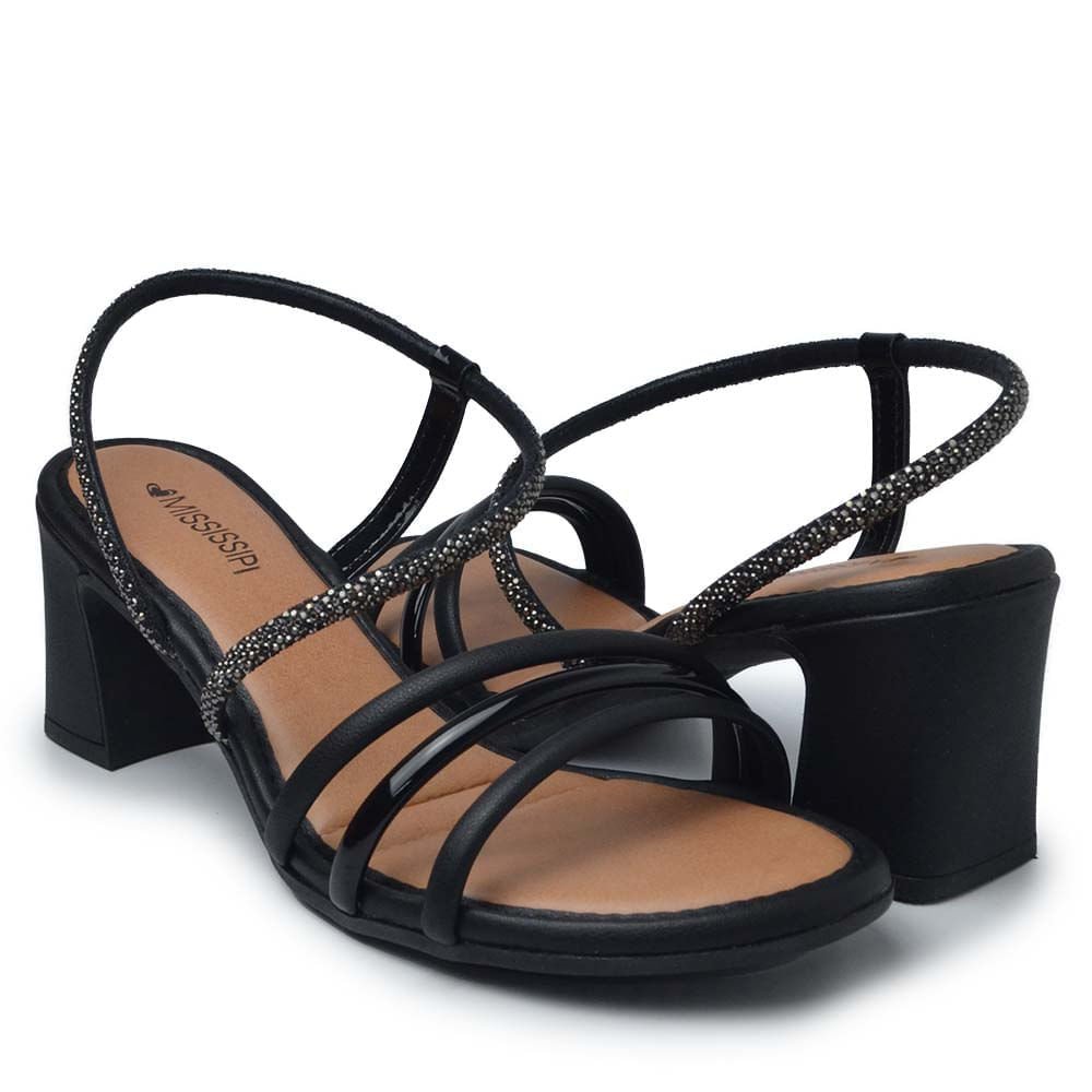 Sandália Mississipi Feminina Salto Bloco MC413 Preto 6