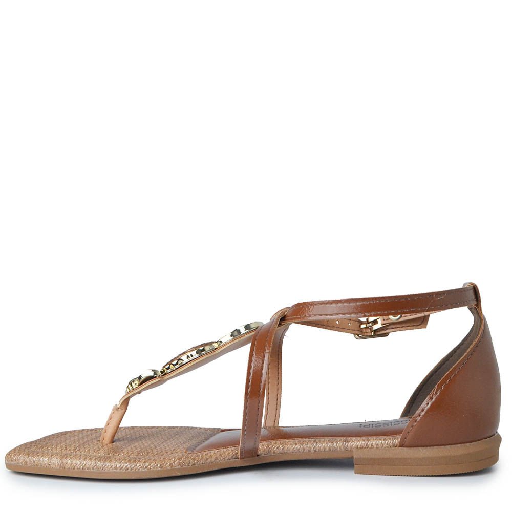 Sandália Rasteira Mississipi Feminina JO400 Marrom 3