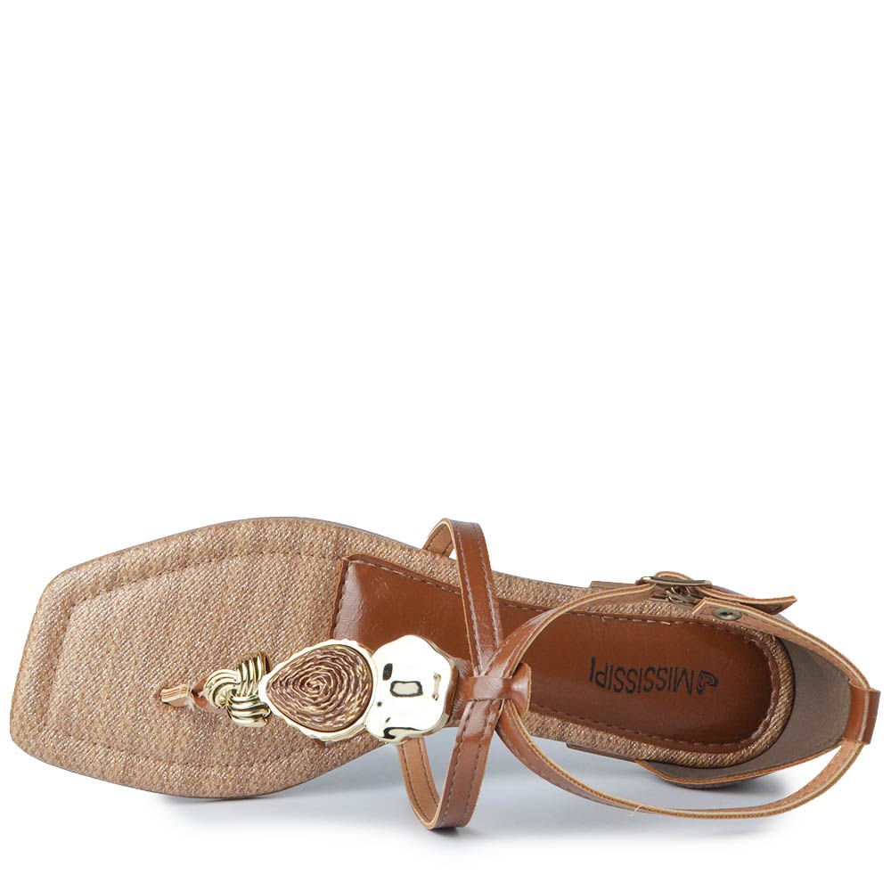 Sandália Rasteira Mississipi Feminina JO400 Marrom 4