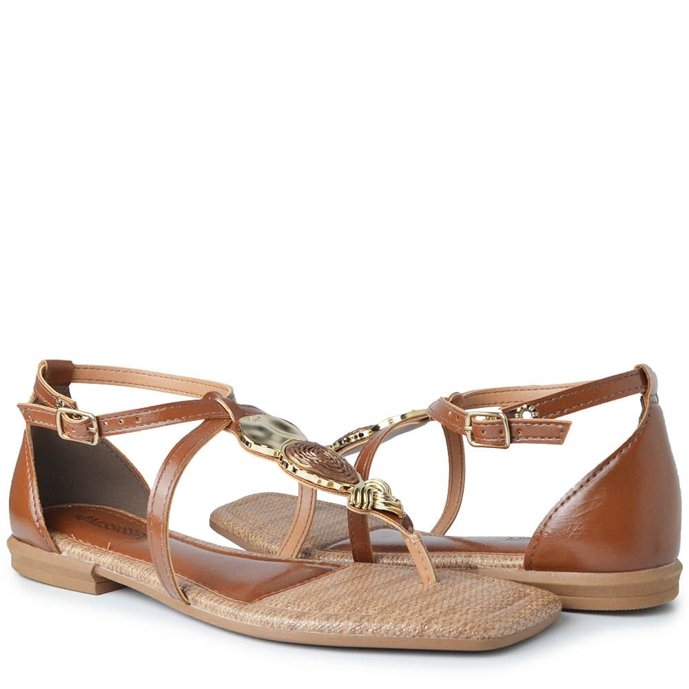 Sandália Rasteira Mississipi Feminina JO400 Marrom 6