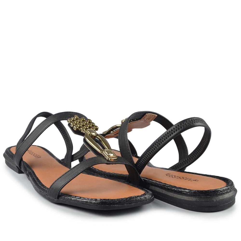Sandália Rasteira Mississipi Feminina MF311 Preto 6