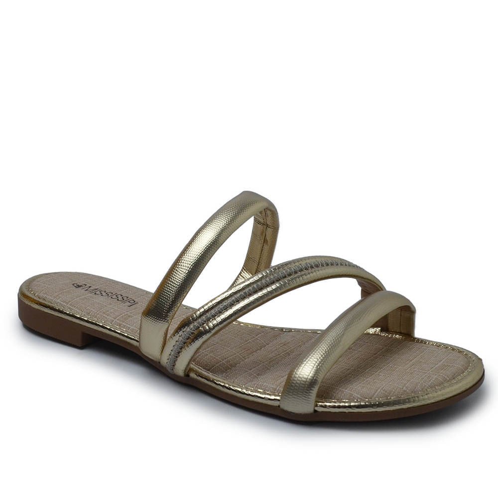 Sandália Rasteira Mississipi Feminina ME431 Dourado 2