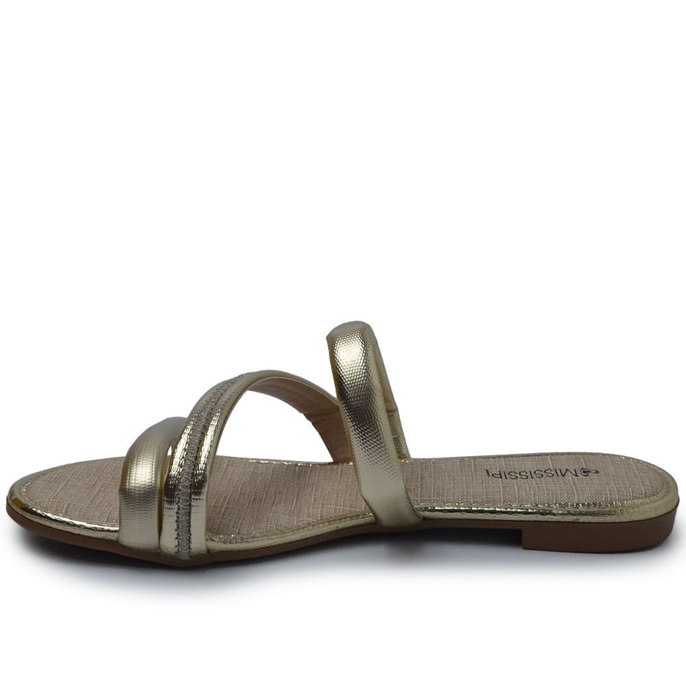 Sandália Rasteira Mississipi Feminina ME431 Dourado 3