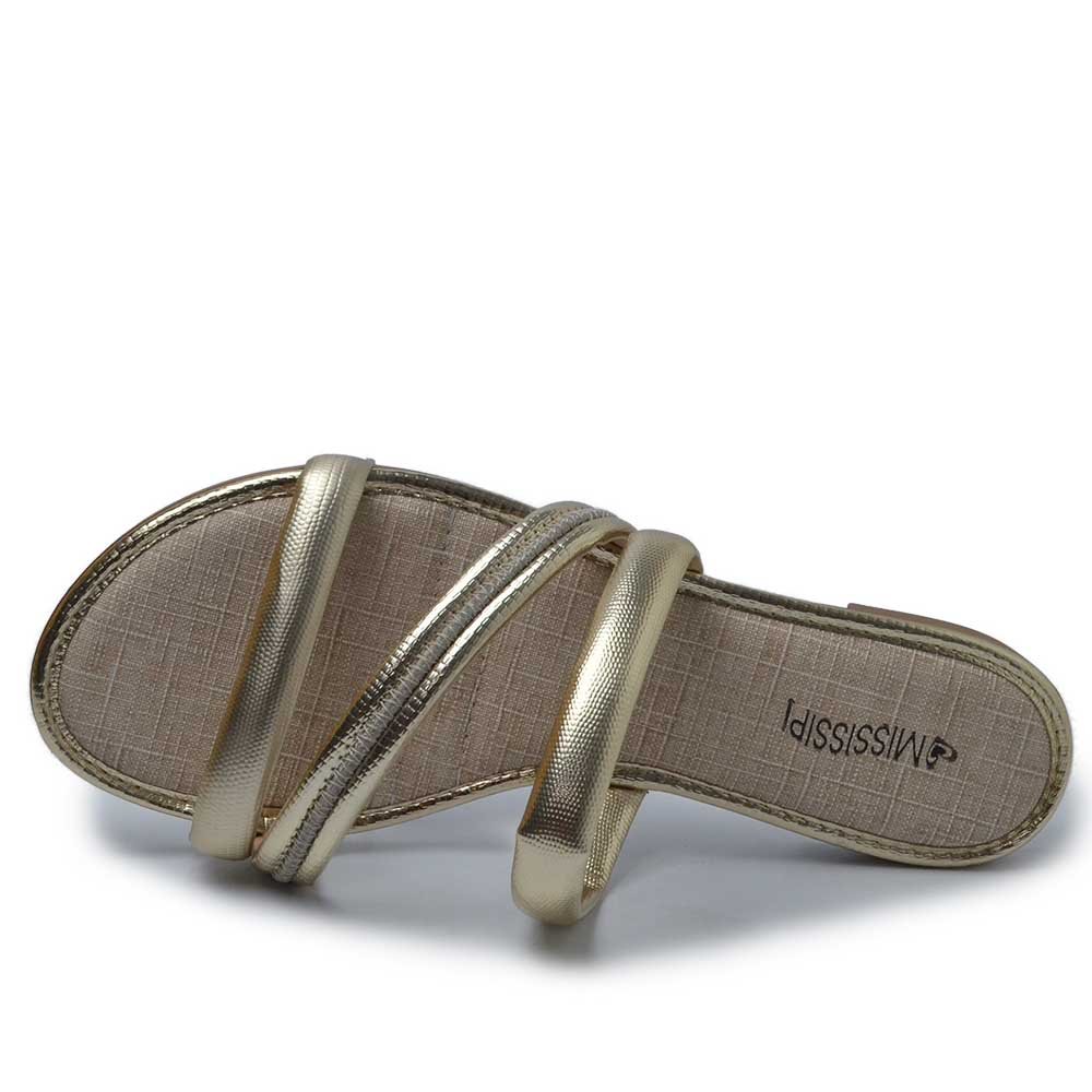 Sandália Rasteira Mississipi Feminina ME431 Dourado 4