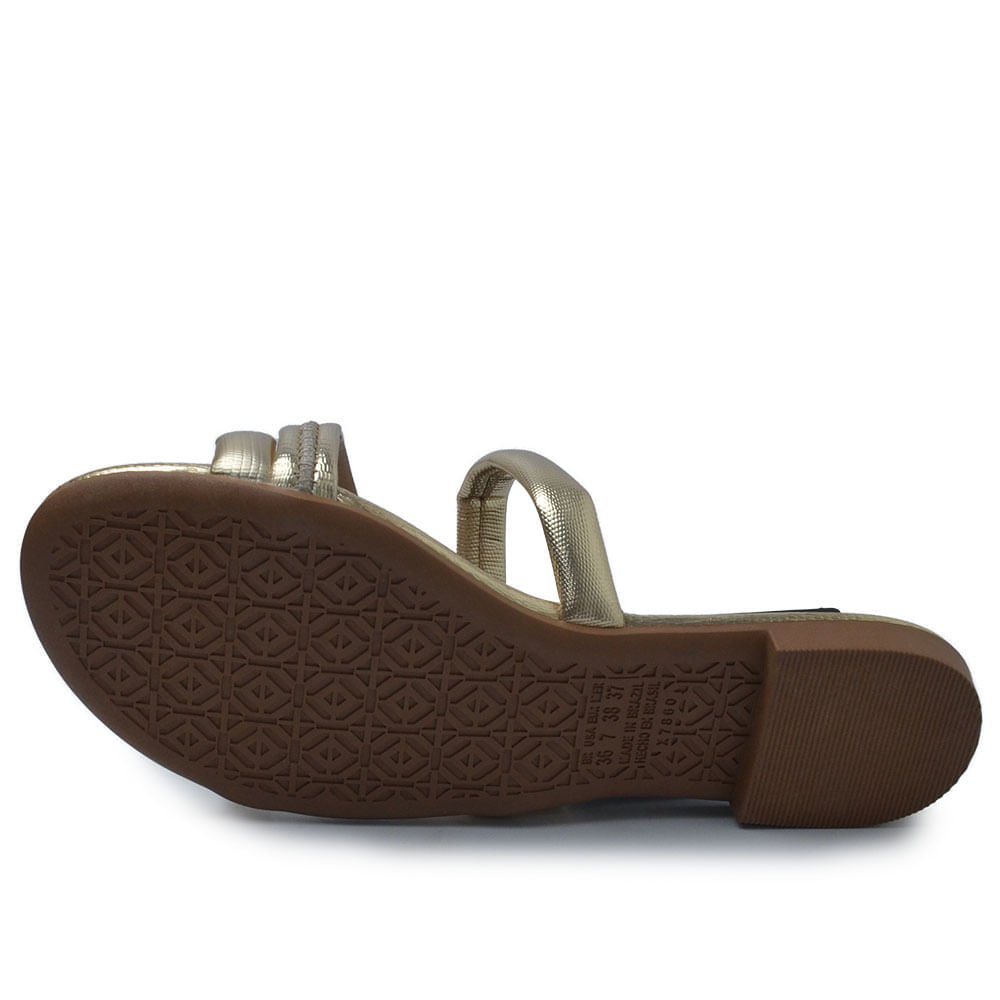 Sandália Rasteira Mississipi Feminina ME431 Dourado 5