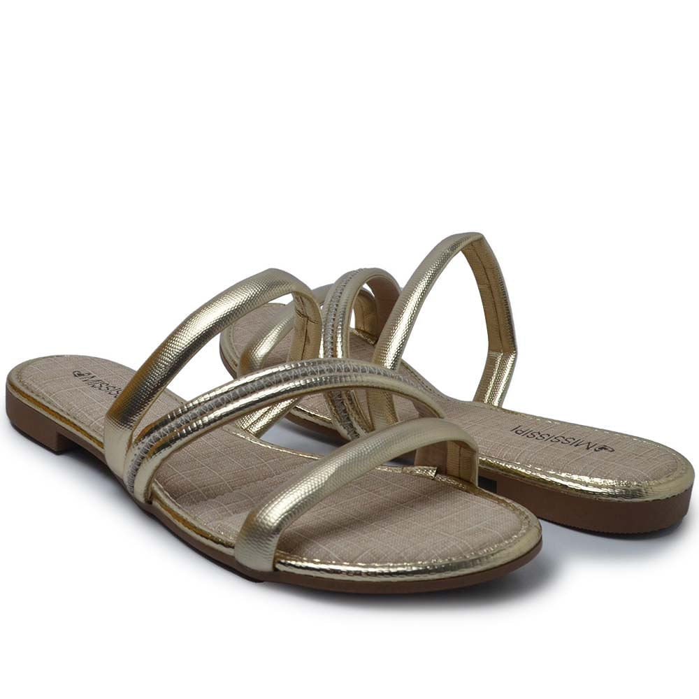 Sandália Rasteira Mississipi Feminina ME431 Dourado 6