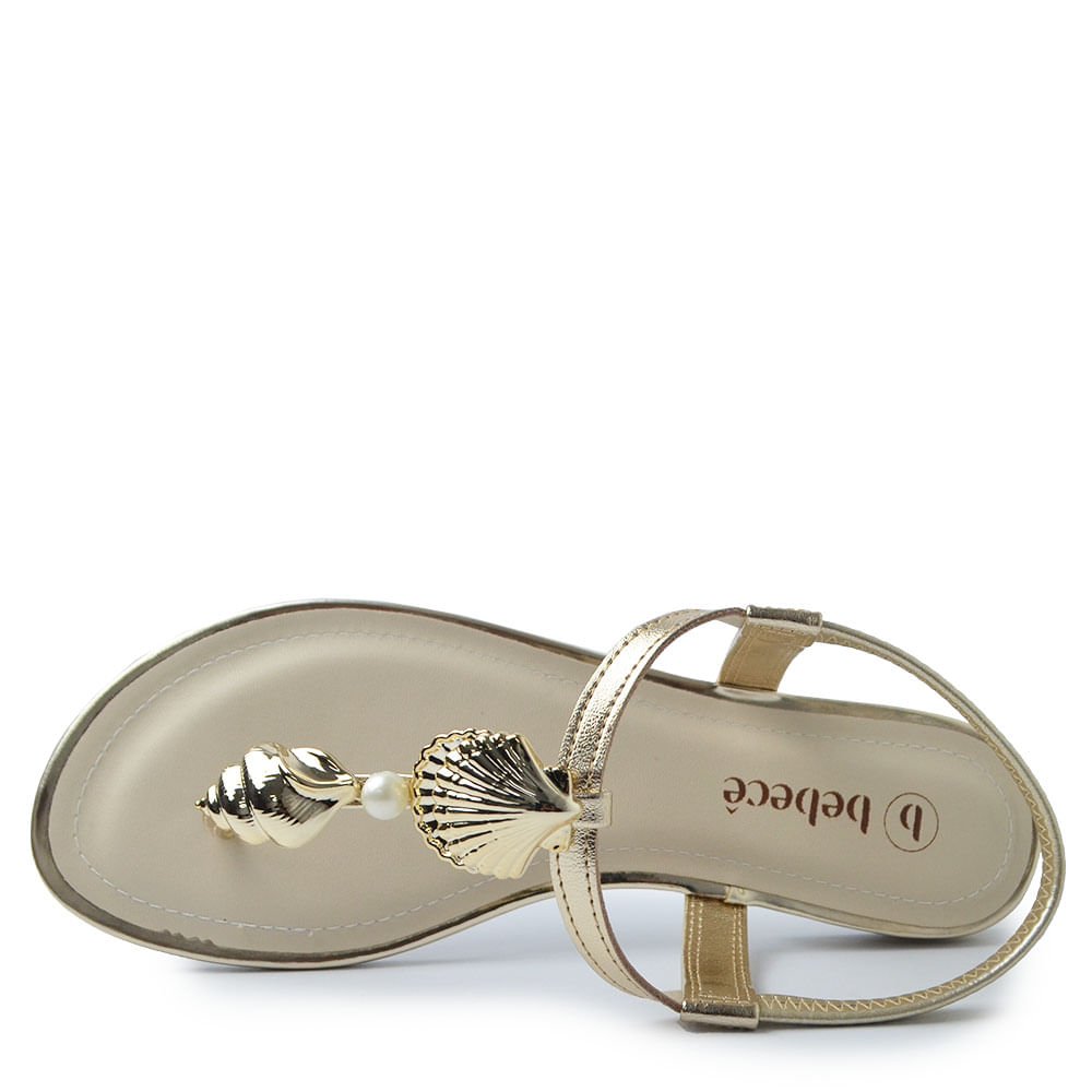 Sandália Rasteira Bebecê Feminina T1028-541 Dourado 4