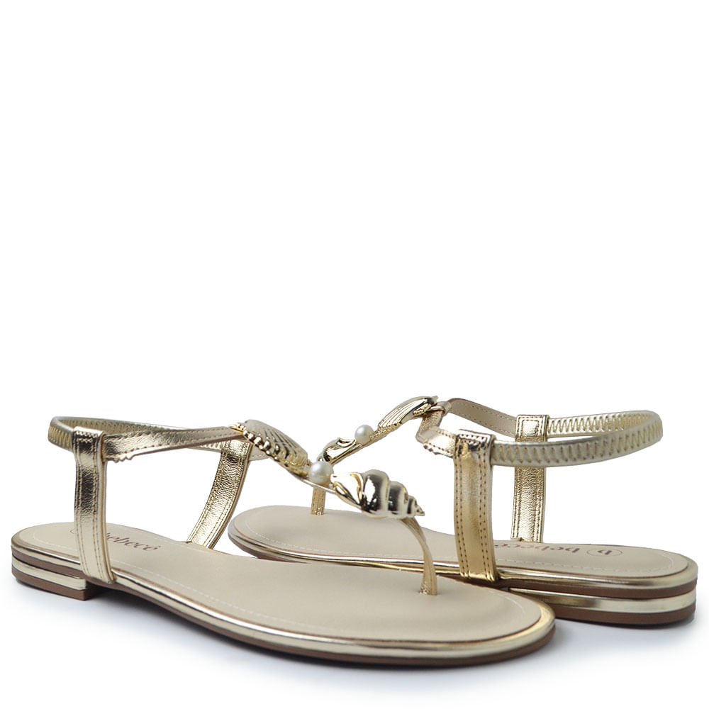 Sandália Rasteira Bebecê Feminina T1028-541 Dourado 6