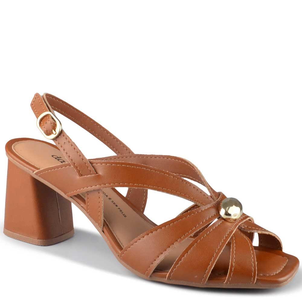 Sandália Salto Bloco Dakota Feminina Y9203 Marrom 2