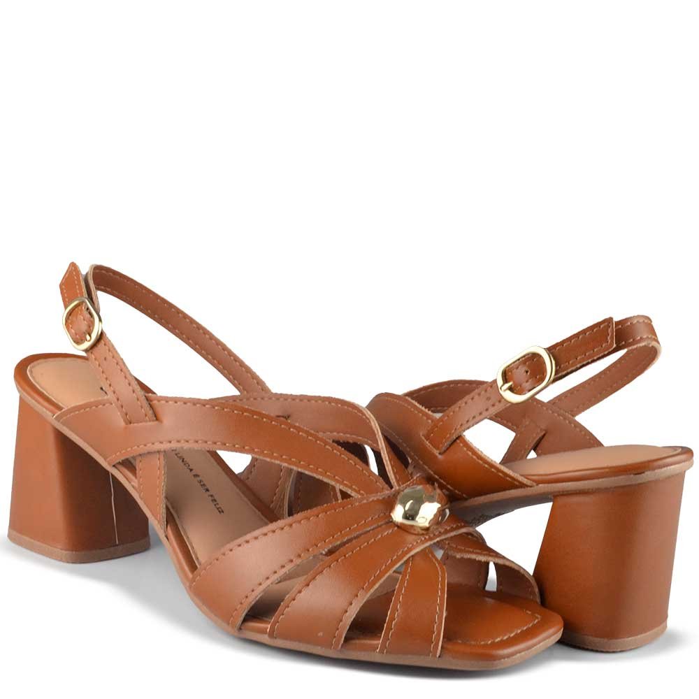 Sandália Salto Bloco Dakota Feminina Y9203 Marrom 6