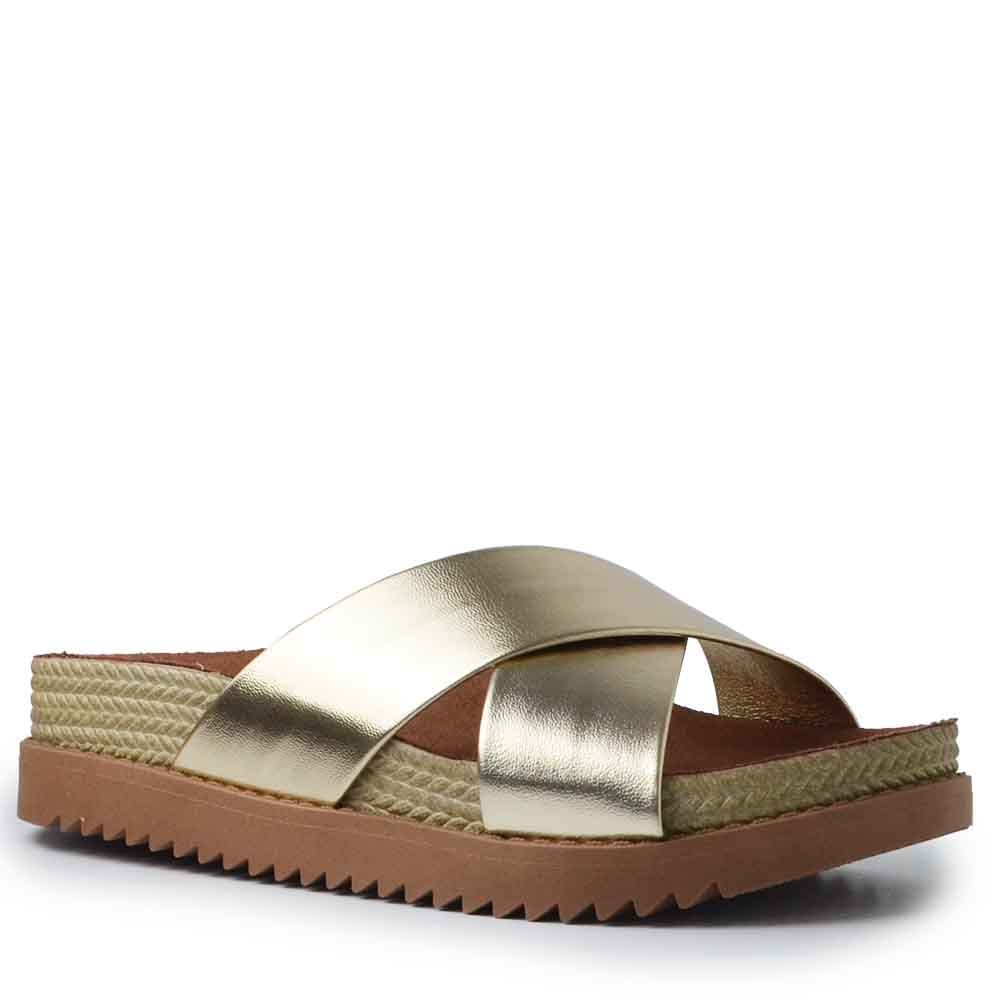 Sandália Papete Moleca Feminina 5500.215 Metalizada Dourado 2