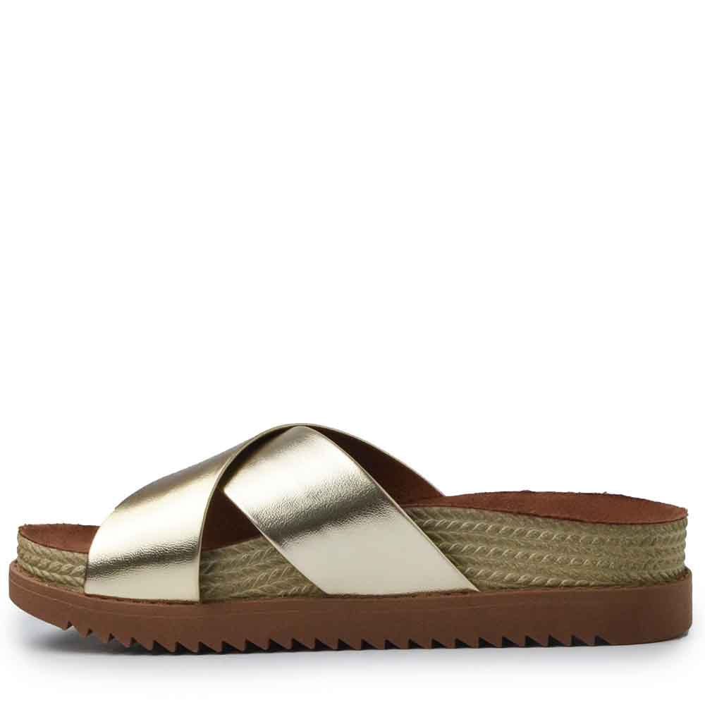 Sandália Papete Moleca Feminina 5500.215 Metalizada Dourado 3