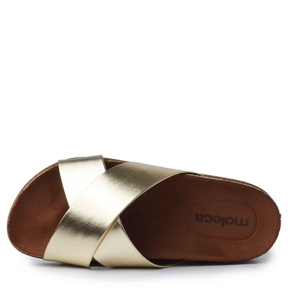 Sandália Papete Moleca Feminina 5500.215 Metalizada Dourado 4