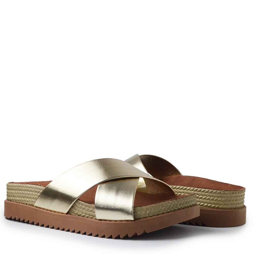Sandália Papete Moleca Feminina 5500.215 Metalizada Dourado 6