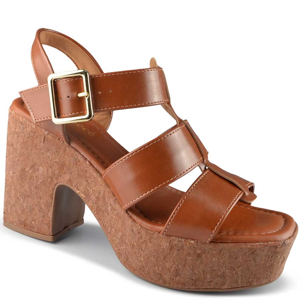 Sandália Salto Grosso Bebece Feminina T5119-054 Marrom 2