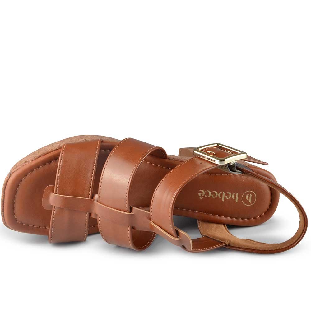 Sandália Salto Grosso Bebece Feminina T5119-054 Marrom 4