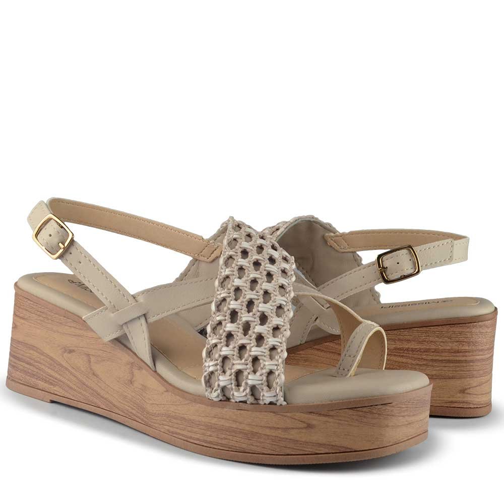 Sandália Anabela Mississipi Feminina MF492 Bege 6