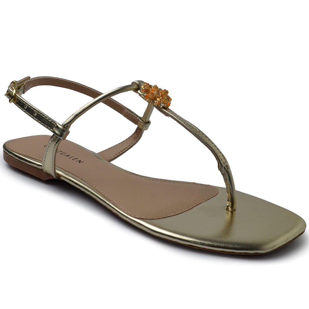 Sandália Rasteira Cazzualen Feminina 31.226 Dourado 2