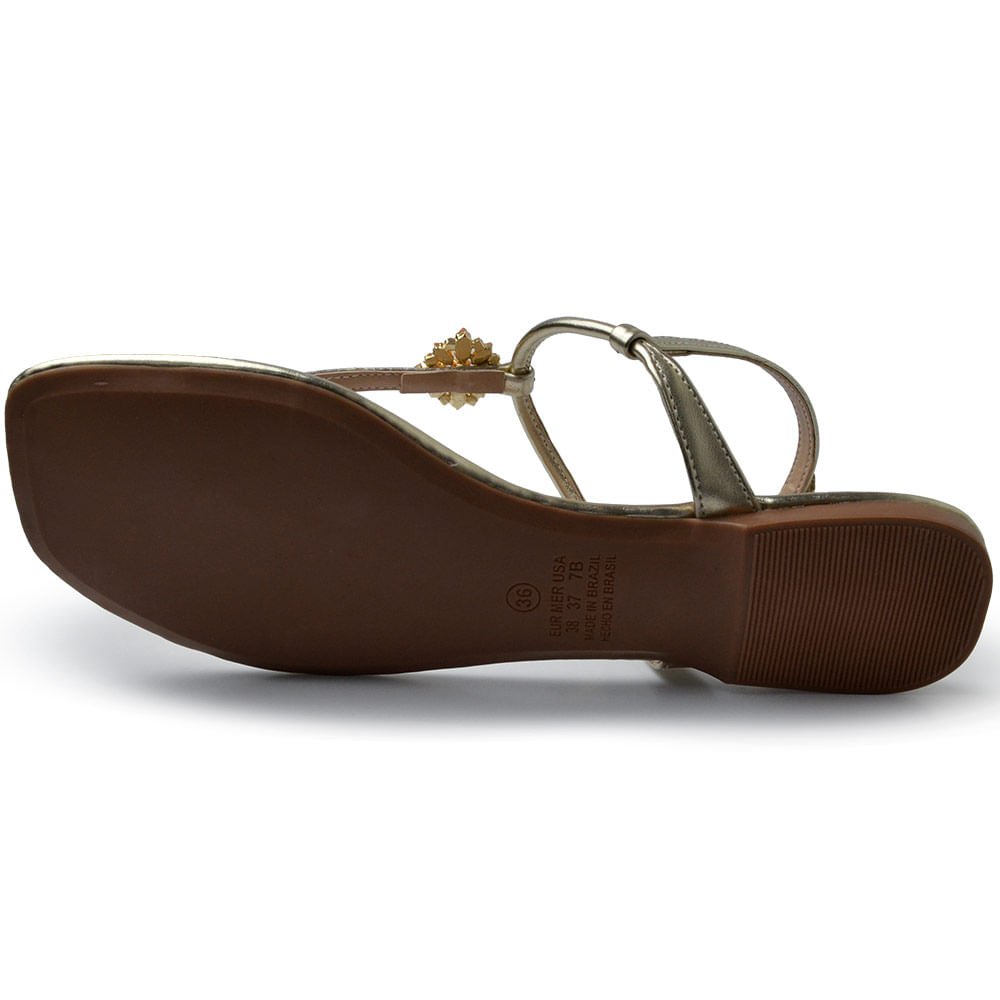 Sandália Rasteira Cazzualen Feminina 31.226 Dourado 4