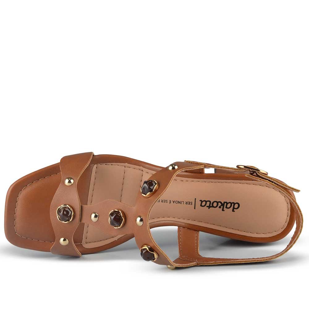 Sandália Salto Baixo Dakota Feminina Y9581 Marrom 4