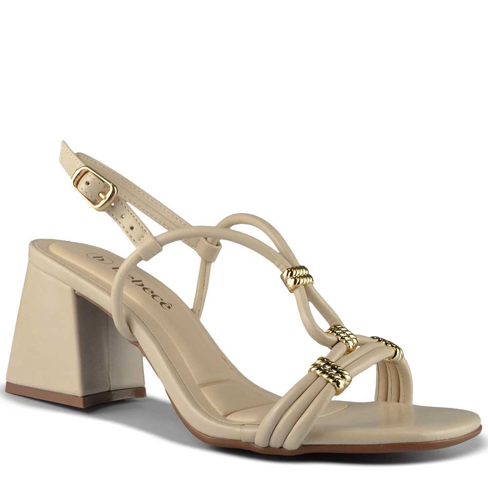 Sandália Salto Bloco Bebece Feminina T6030-124 Bege 2