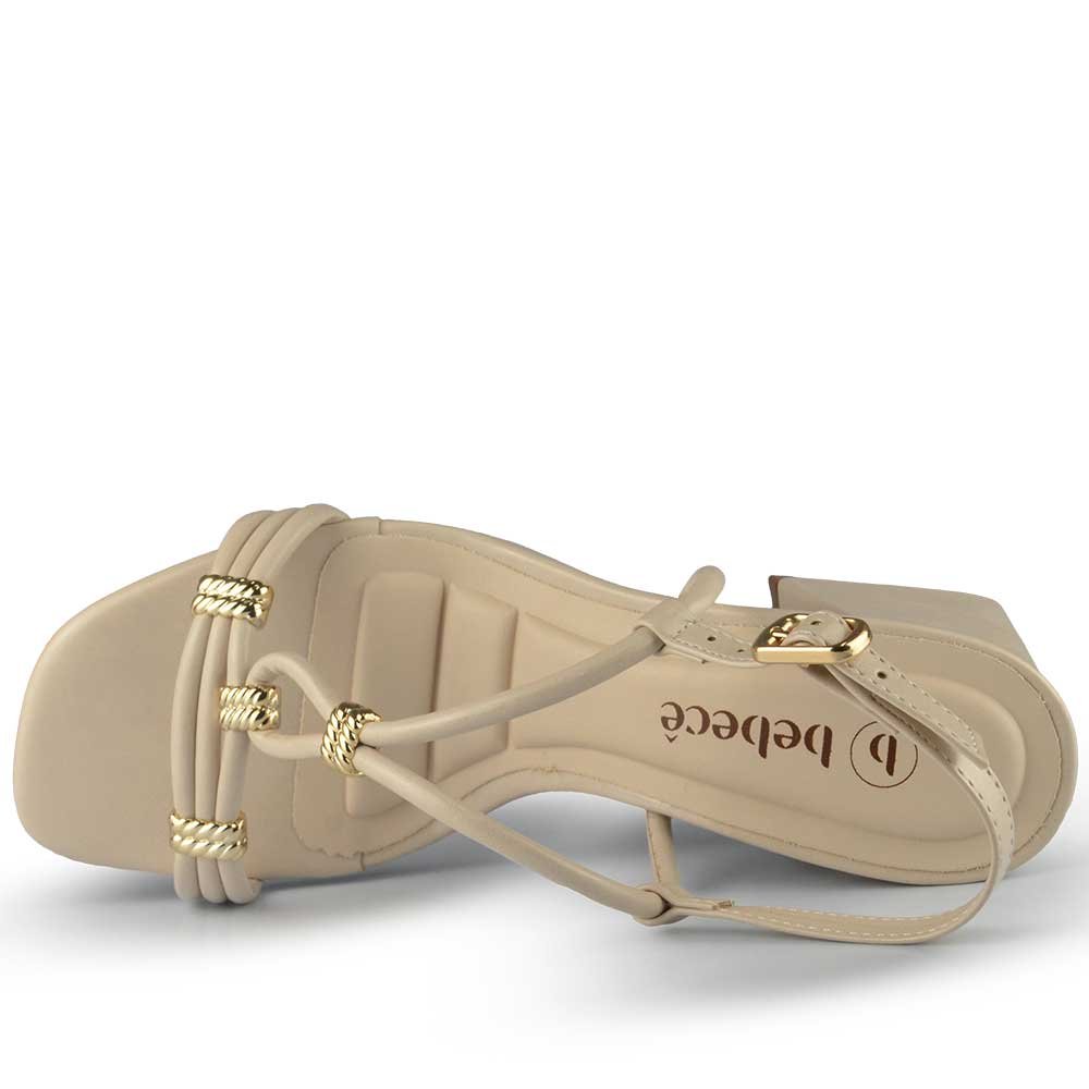 Sandália Salto Bloco Bebece Feminina T6030-124 Bege 4