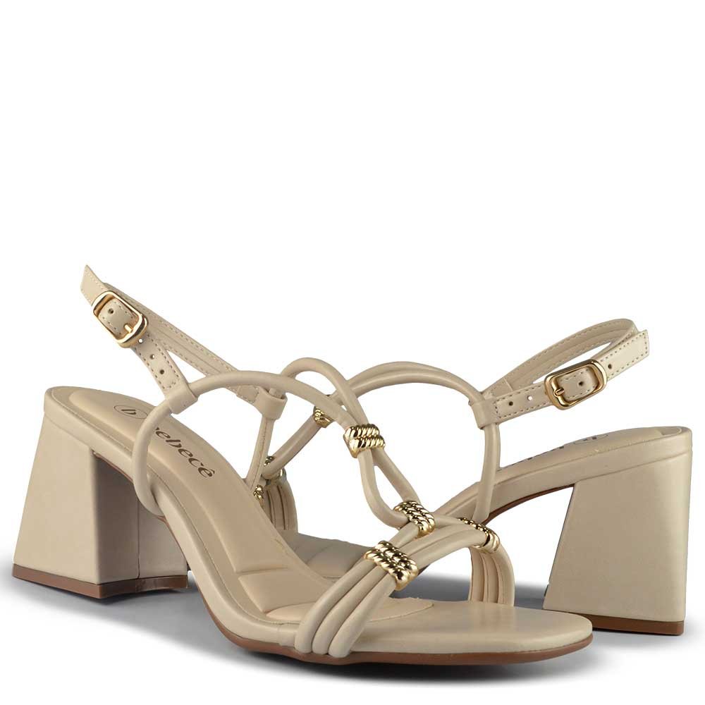 Sandália Salto Bloco Bebece Feminina T6030-124 Bege 6