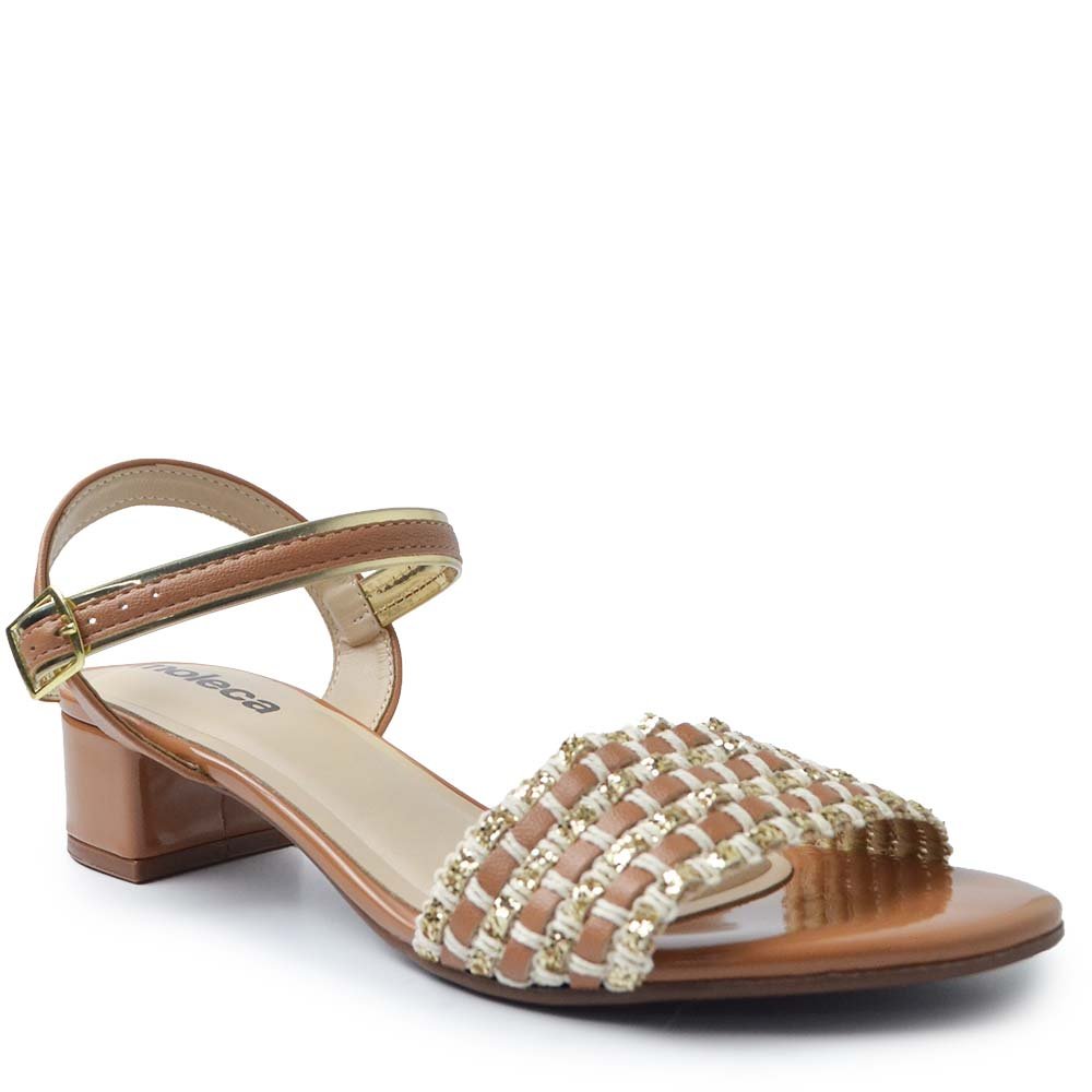 Sandália Moleca Salto Bloco Feminina 5259.882 Marrom 2