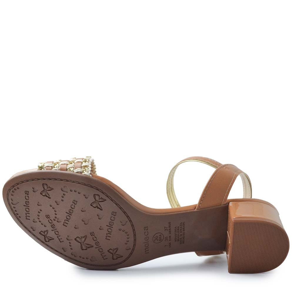 Sandália Moleca Salto Bloco Feminina 5259.882 Marrom 5
