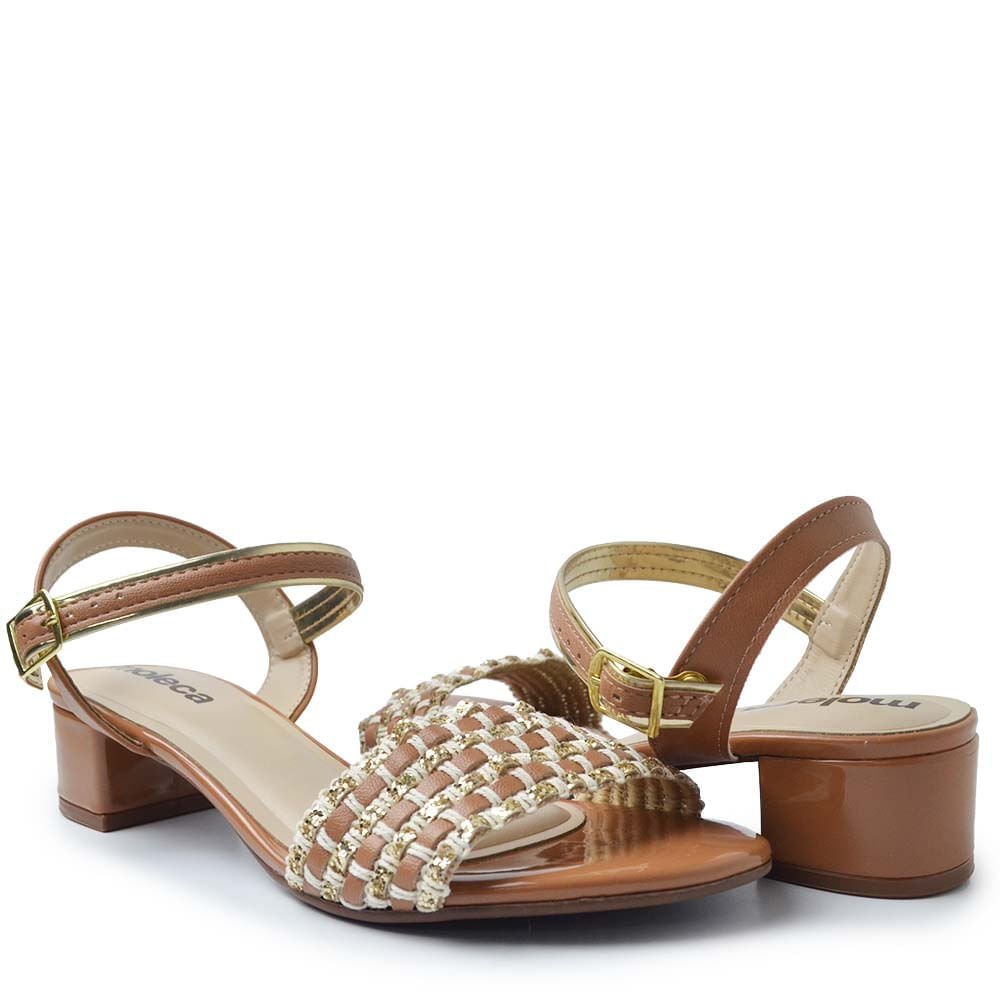 Sandália Moleca Salto Bloco Feminina 5259.882 Marrom 6