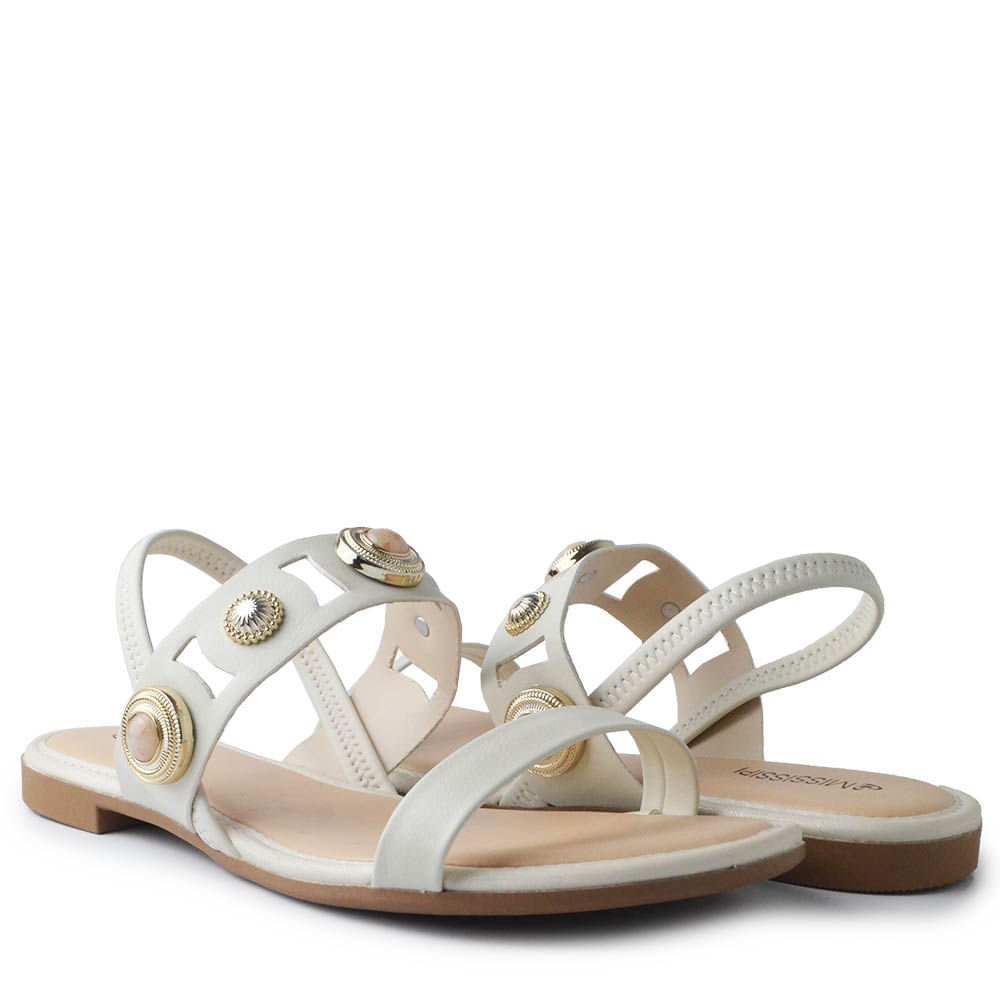 Sandália Rasteira Mississipi Feminina JO871 Branco 6