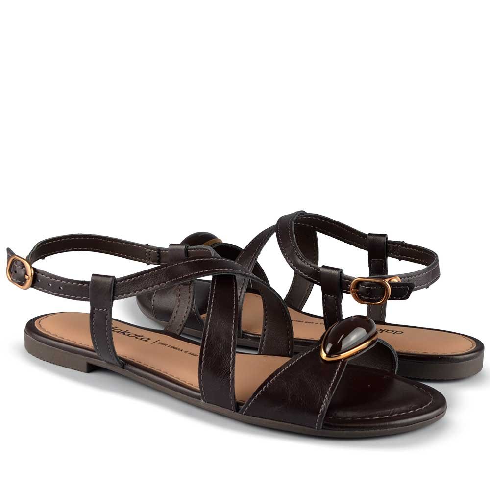 Sandália Rasteira Dakota Feminina Y9644 Preto 6