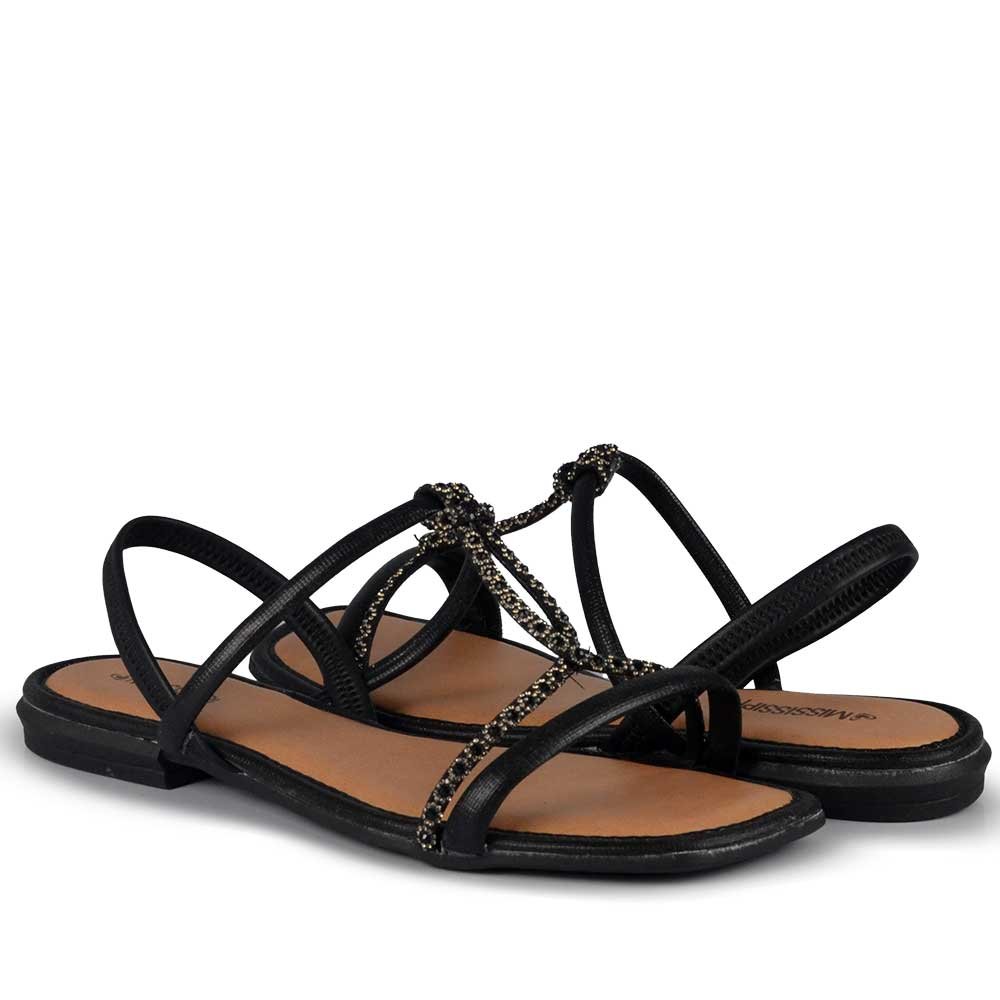Sandália Rasteira Mississipi Feminina MF842 Preto 6