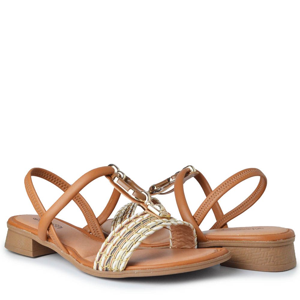 Sandália Mississipi Salto Baixo Feminina JO321 Marrom 6